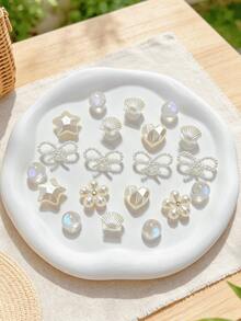 20件米色鞋飾裝飾，適用於穿孔拖鞋DIY裝飾配件，完美搭配單品，生日、節日、派對禮物首選 - 米色 - 查看 2