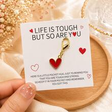 30pcs / 20pcs / 10pcs / 2pcs | Red Heart Keychain With Greeting Card, Cute Bag Charm, Heartwarming Gift (For Her), Fashionable And Delicate Small Accessory, Party Favor, Gift For Friends, Classmates Or Best Friends To Hang On Keys Or Backpack - Heart-shaped Encouragement Keychain Gift - View 1