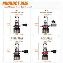 Heyword 5000W 5000000LM H7 H4 Canbus Mini Lens H11 9005 9006 HB3 HB4 LED 投影燈泡 6000K 通用汽車與摩托車 - 6000K 冷白光 - 查看 3