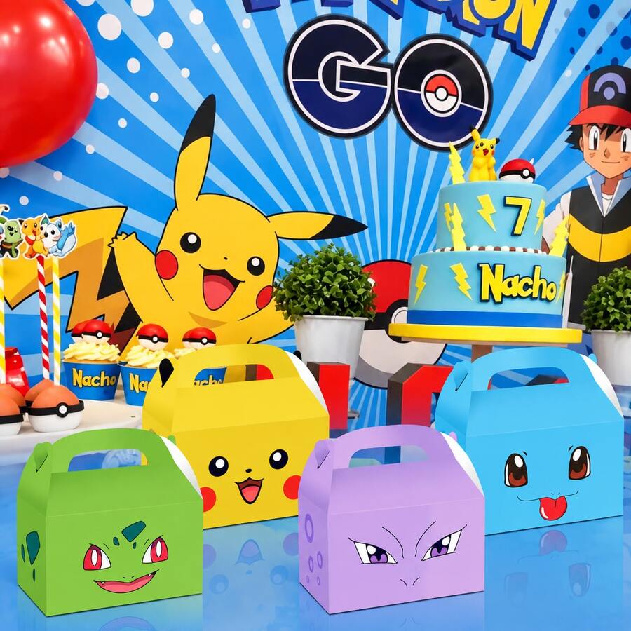Funko Macaron Color Handheld Party Gift Box, Dessert Cookie Storage Paper Box, Holiday Decoration, Birthday Party Gift Packaging Box, Generic Easy-Fold White Card Paper Birthday Party Favor Box, Bright Colorful Style, Multiple Fun Prints, Flip-Top Handheld Box, Party Dessert Packaging - Sets - View 1
