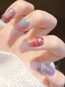 Christmas Semi Cured Gel Nail Strips, 20Pcs Long Lasting Salon Quality Wraps, Easy Apply & Remove Gel Nail Stickers With UV Light - Multicolor - View 4