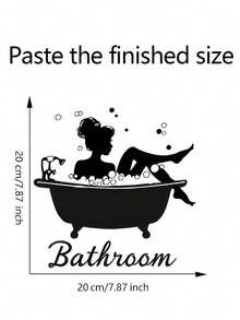 1pc Bathroom Door Sticker - Self-Adhesive Shower Room Design, Easy To Peel And Stick Home Decor, Fun Wall Decal, Bathroom Decoration - D - View 2