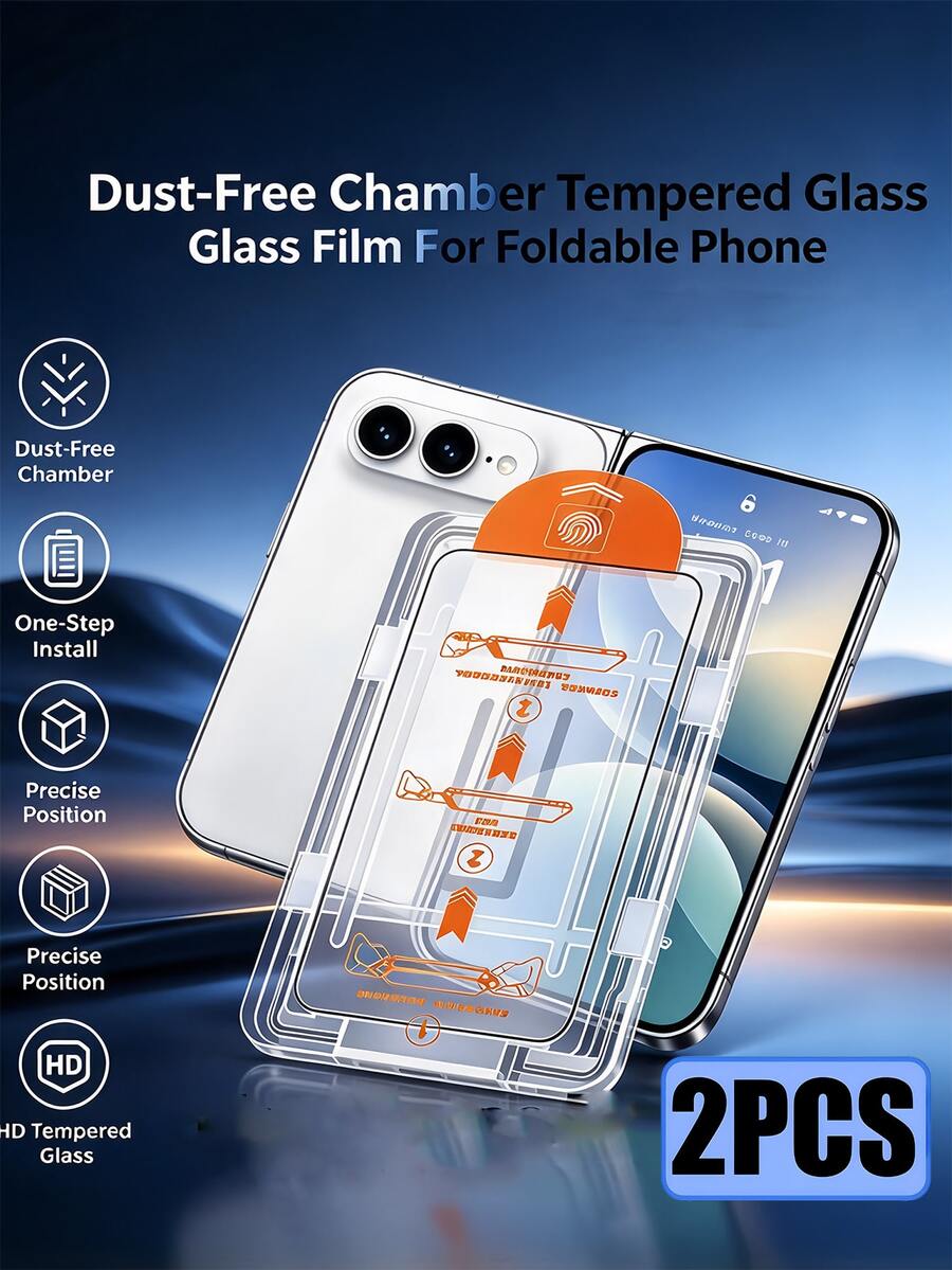 2 Buah Pelindung Layar Kaca Tempered Bebas Debu HD Jernih Pemasangan Satu Langkah Film Layar Anti Gores Dengan Baki Penyelarasan Kompatibel Dengan iPhone Duo 18Promax 17Promax 18pro 17pro 16 15 14 13 12 11