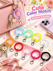 Vibrant Plastic Key Rings Easy Open Multi-Color Lightweight Lobster Clasp Key Chain, DIY Jewelry Making Bag Pendant Handmade Crafts, Detachable Key Chain Accessories, Holiday Handmade Craft Materials - Multicolor - View 1