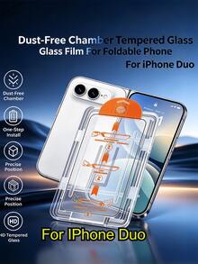 2 Buah Pelindung Layar Kaca Tempered Bebas Debu HD Jernih Pemasangan Satu Langkah Film Layar Anti Gores Dengan Baki Penyelarasan Kompatibel Dengan iPhone Duo 18Promax 17Promax 18pro 17pro 16 15 14 13 12 11 - Clear - View 11