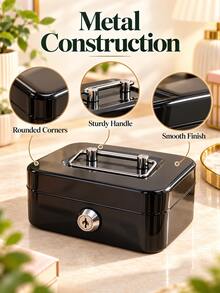 Metal Lock Storage Box Cash Box Adult Creative Portable Savings Box Small Key Storage Box Lockable Coin Box Metal Cash Storage Box With Key Lock Top Handle Metal Key Lock Storage Box Adult Coin Bank Coin Savings - Multicolor - View 7