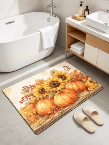 1PC Pumpkin Diatomite Absorbent Welcome Doormat, Christmas Halloween Decor Rug, Multi‑Purpose Mat For Stovetop, Coffee Station, Water Bar Counter, Indoor & Outdoor Front Door, Kitchen Home Decor Area Floor Mat - Multicolor - View 14