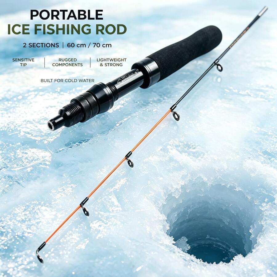 Joran Pancing Es Ultralight Serat Karbon 76g Pegangan EVA 23,6"/27,5" Joran Pancing Es Musim Dingin