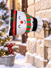 1pc Christmas Snowman Pattern Outdoor Faucet Insulated Cover, Outdoor Water Pipe Anti-Freeze Protection Bag, With Hook And Loop Strap Waterproof Cold-Resistant Fabric Faucet Protector, Suitable For Yard, Backyard, Patio, Autumn/Winter Water Pipe Anti-Freeze, Faucet Protection Accessories - Multicolor - View 7