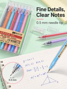 8 Colors Fine Tip Gel Pens Set, 0.5mm Full Needle Tip Quick-Dry Color Pens With Transparent Barrels, Cute Minimalist Journaling Pens For Students, Notes, School Supplies & Stationery - Multiple Options Available - View 3