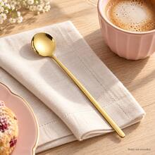 4pcs Stainless Steel Dessert Spoons, Compact Long Handle Round Head Design, 3 Sizes Available, Can Stir Coffee Milk Tea, Scoop Pudding Jelly Yogurt, Elegant Tableware For Afternoon Tea - View 9
