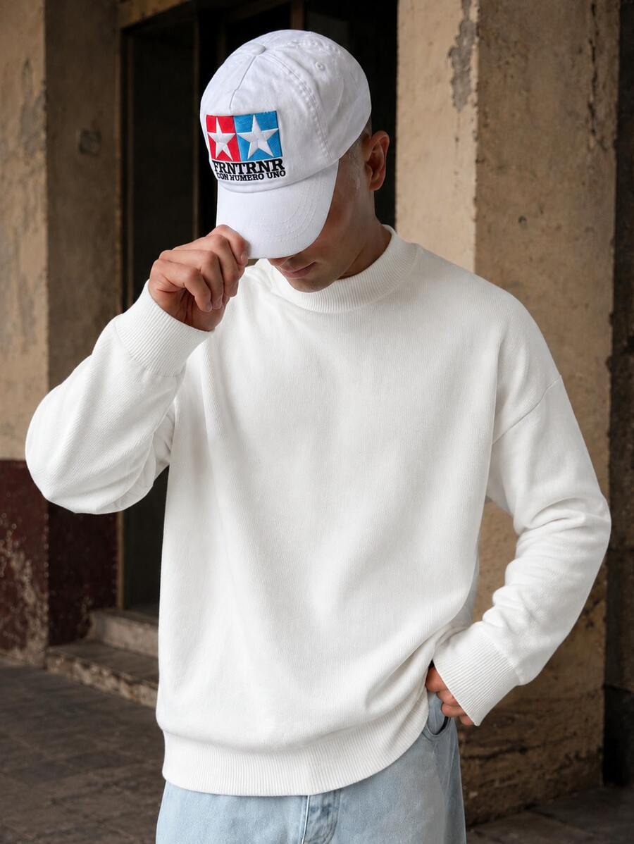 FRACTYR Men's Basic Solid Color Turtleneck Sweater, Warm Layering Knit Pullover For Autumn/Winter - White - View 1