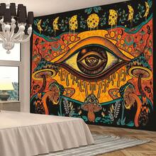 Bohemian Tapestry Wall Decor With Giant Eye And Melting Mushroom Pattern, Living Room Bedroom Background, Halloween Decoration - Multicolor - View 4