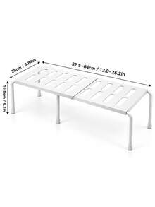 1/2PCS Kitchen Cabinet Shelf Organizer, PP Plastic Countertop Storage Rack, Fixed Or Expandable Options, White Grey Space Saving Stackable Shelf Riser For Pantry, Bathroom & Closet, Thanksgiving Kitchen Organization, Holiday Home Essentials - Multicolor - View 5