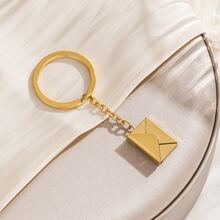 1pc Stainless Steel Envelope Shaped Keychain, Customizable Text, Hidden Message Design, Metal Texture Key Pendant. Couple, Family, Friends Commemorative Gift, Suitable For Birthday, Valentine's Day, Christmas, 3 Colors Available, Matches Bags And Keys, Simple Versatile Personalized Accessory - Multicolor - View 10