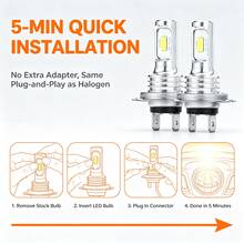 Heyword 2pcs H4 9003 H7 LED Fog Light Bulbs, H4 LED Headlights, Suitable For Cars And Motorcycles, White, 12V - 2pcs - View 5