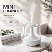 Bedroom Mini Humidifier Small Home Use Large Capacity Mist Aromatherapy Diffuser High Mist Output USB Humidifier Top Fill Large Capacity Suitable For Bedroom Nursery Plants Moisturizing With 7 Color Lights Quiet Operation - Mist - View 2