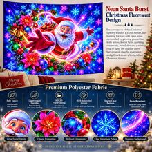 2D Flat Pattern, 1pc, Starry Sky Santa Claus Tapestry, Santa Claus, Snowflake, Gift Pattern, Glow Under Fluorescent Light, Wall Decor Background Cloth, Party Decoration - Multicolor - View 11