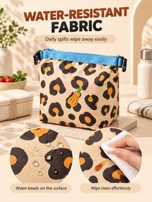 Embroidered Insulated Lunch Bag, Waterproof Storage Bag, Adjustable Roll-Top Design And Foldable Drawstring Closure, Portable, Suitable For Work, School And Picnic, Multi-Functional As Makeup Bag, Laundry Bag Or Shopping Bag - Multicolor - View 9