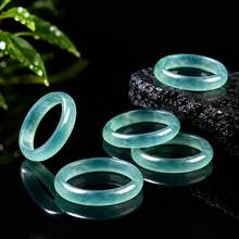 Pinannie 3mm Thin Stackable Blue Green Jade Rings For Women, Natural Stone Gemstone Band Ring, Feng Shui Lucky Jewelry, Gift For Her, US Size 4-12 - Blue-green - View 2