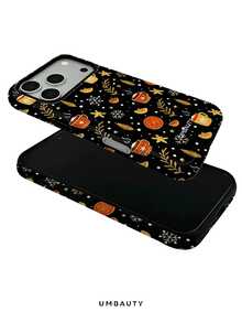 UMBAUTY 1pc Black Background With Warm Winter Christmas Pattern Design, Compatible With Phone 18 Pro Max, 11/12/13/14/15/16/18 Pro/Pro Max/Plus/Mini/17e. This High-End, Fashionable And Fun Phone Case Is Suitable For Men And Women, Ideal Gift For Girlfriend On Easter, Spring, Wedding Season And Birthday - Black - View 4