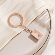 1pc Stainless Steel Envelope Shaped Keychain, Customizable Text, Hidden Message Design, Metal Texture Key Pendant. Couple, Family, Friends Commemorative Gift, Suitable For Birthday, Valentine's Day, Christmas, 3 Colors Available, Matches Bags And Keys, Simple Versatile Personalized Accessory - Multicolor - View 11