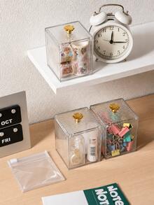 Clear Acrylic Box Jewelry Cosmetic Storage For Women Makeup Organizer Pad Lipstick Earring Ring Desktop Vanity Countertop Elegant Transparent Home Storage Container For Dressing Table Room Home Bathroom Kitchen Decor Travel Essentials Accessories - Multicolor - View 11