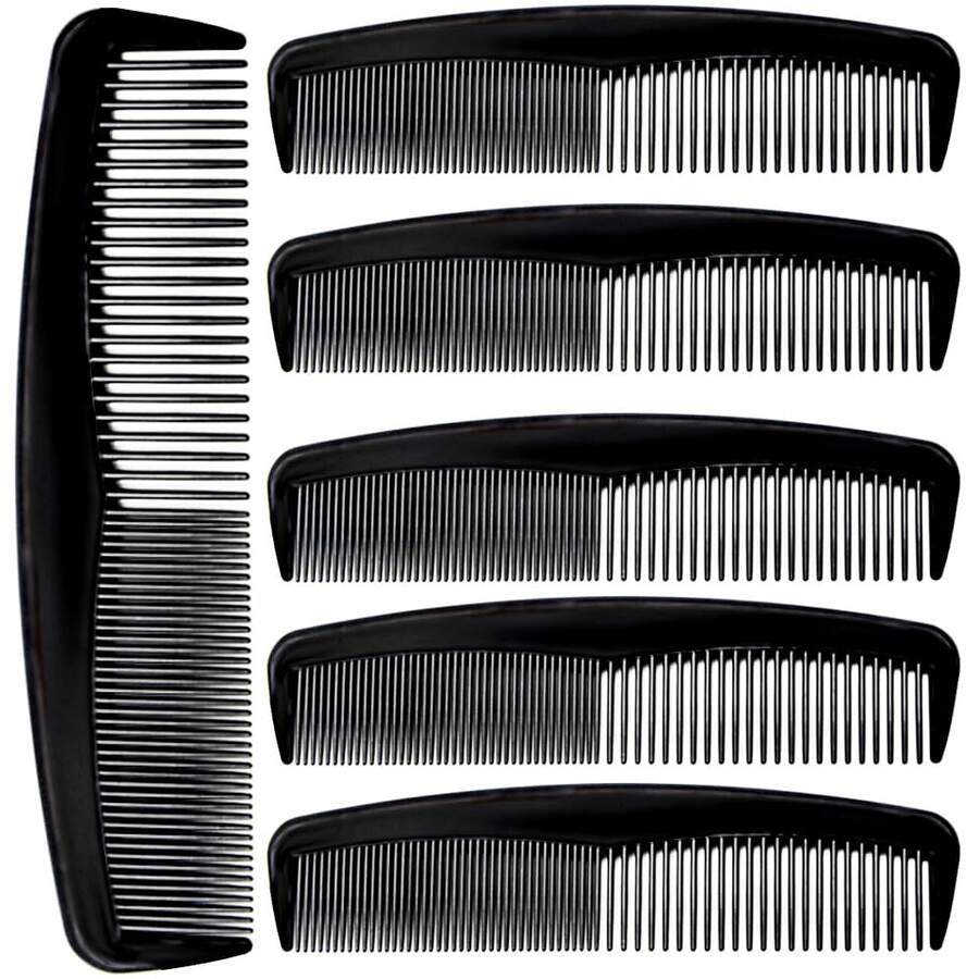 6pcs Pocket Comb Set, Beard And Mustache Comb, Unisex, Fine-Tooth Styling Comb, Suitable For Travel, Handbag, Wallet, Barber, Sideburns, Beard And Daily Grooming - Black - View 1