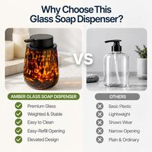 Amber Marble Glass Soap Dispenser, Refillable Pump Bottle For Liquid Soap, Lotion And Hand Wash, Suitable For Kitchen And Bathroom Countertop - Multicolor - View 3