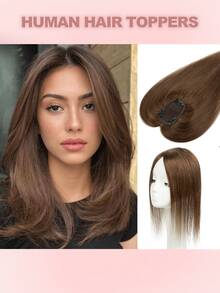 Invisible Clip-In Hair Topper With Bangs, Multi-Clip Secure Fit, Suitable For Thinning Hair And Crown Coverage, Lightweight Seamless Volumizing Hair Extension, Natural Style Hair Piece, Essential For Weddings, Parties, Concerts, Travel, Holidays And Self-Care - Multicolor - View 13