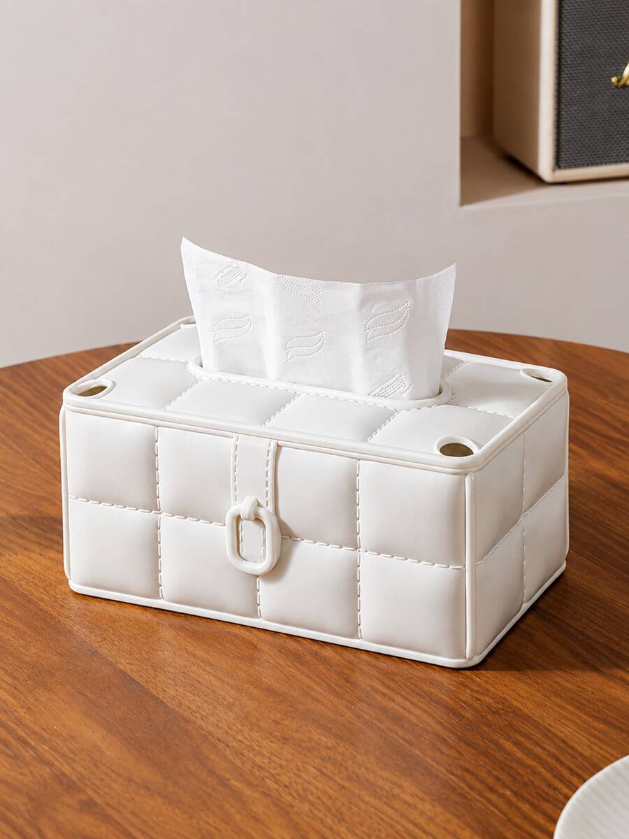 Minimalist Cream Style Tissue Box, Living Room Coffee Table Tissue Holder, Large Opening Moisture-Proof Desktop Multifunctional Tissue Storage Box, Nordic Luxury High-End Home Decor Ornament, Women's Aesthetic Taste Home Essential Highly Attractive Item - View 1