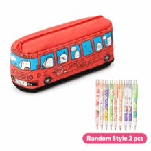 1 buah Tempat Pensil Kanvas Bus Lucu untuk Anak-anak, Termasuk 2 Pensil Mekanik Acak, Tas Penyimpanan Mobil Kartun Kapasitas Besar, Pengatur Perlengkapan Sekolah, Kembali ke Sekolah - MultiWarna - View 12