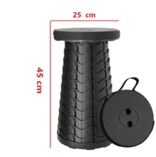 Folding Stool Portable Telescoping Seat Camping Retractable Adjustable Outdoor - Black - View 2
