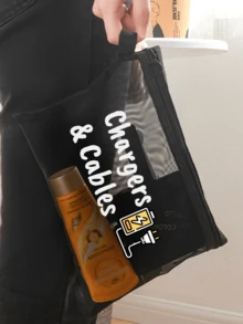 數據線圖案網格收納袋，紅色加厚便攜化妝包，保養品收納袋，送給朋友與老師的禮物，浴室收納，珠寶收納，口紅與化妝品收納袋，旅行必需品，宿舍用品 - 彩色 - 查看 6