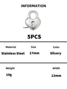 Stainless Steel Heart Padlock & Key Charms, Gold Tone Vintage Love Lock Key Pendants, DIY Jewelry Making Supplies For Bracelet Necklace Earring Craft - Lock - View 18