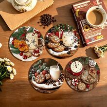 6/420pcs, Coasters, Christmas Theme Absorbent Coasters With Non-Slip Rubber Backing, American Vintage Gingerbread Snowflake Pattern, Suitable For Holiday Table Setting, Coffee Bar, Office, Study, Exquisite And Beautiful To Enhance Space Atmosphere, With Soft Rubber Non-Slip Backing Design, Party Table Coasters, Holiday Decoration Items, Home Small Gifts - XYBD60 - View 5