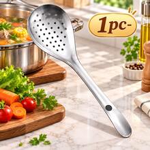 1pc-2pcs Stainless Steel Strainer Spoon, Long Handle Perforated Filtering Spoon, Kitchen Soup Spoon, Suitable For Hot Pot, Pasta, Vegetables And Dumplings - Multicolor - View 12
