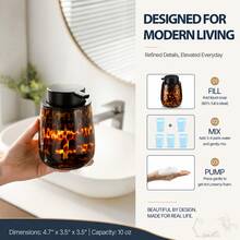 Amber Marble Glass Soap Dispenser, Refillable Pump Bottle For Liquid Soap, Lotion And Hand Wash, Suitable For Kitchen And Bathroom Countertop - Multicolor - View 5