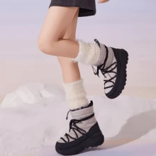 CAMEL CROWN Women's Casual Winter Snow Boots, Water-Resistant, Comfortable, Warm, Non-Slip, Versatile And Stylish. - Black Moonlight Grey - View 5