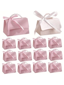 20/10/1pc Pearl Handle Decorative Paper Gift Box, Exquisite Pink Gift Packaging Box, Suitable For Gift Sets, Small Gift Bags, Wedding Gifts, Party Decor, Halloween And Christmas Gift Decoration - Multicolor - View 4