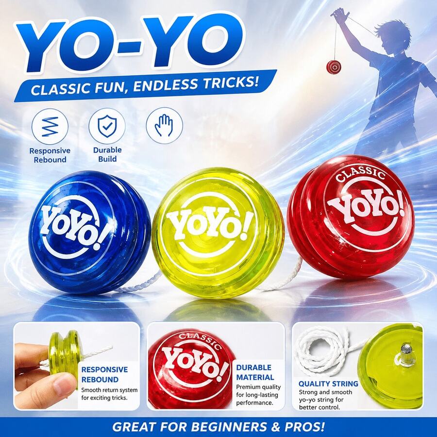 Multi-Color Responsive Yo-Yo Toy, High-Bounce Anti-Drop Plastic Yo-Yo, Classic Trick Play Toy, Suitable For Leisure And Entertainment Interactive Play - Multicolor - View 1