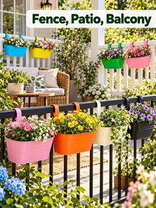 1pc Metal Bucket Planter - Vintage Wall-Mounted Flower Pot, Suitable For Balcony, Garden Decor, Indoor And Outdoor Use - Oval Planter - View 10
