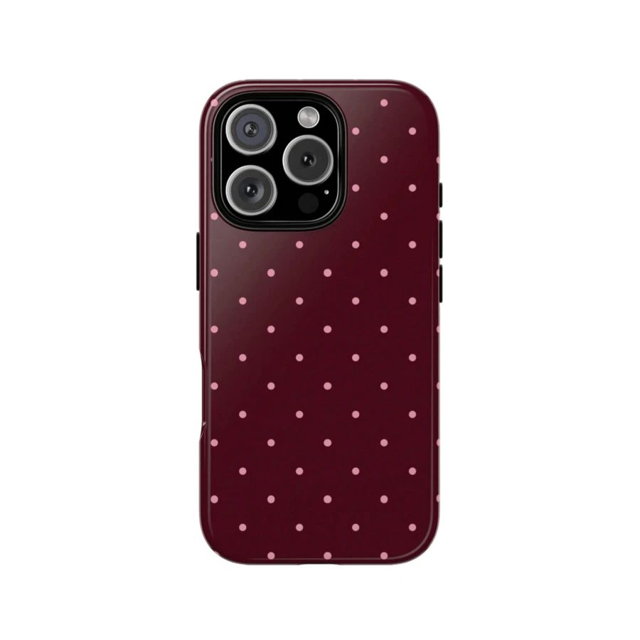 Shockproof Polka Dot Mocha Cherry Phone Case Compatible With 17/16/15/14/13/12/11 Pro Max Spring Gift - Multicolor - View 1