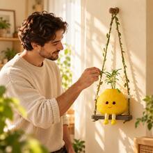 1pc Cute Swing Lemon Shaped Hanging Planter, Resin Cartoon Lemon Character Wall Hanging Flower Pot, Creative Succulent Plant Pot For Indoor Wall Home Decor - A - View 9