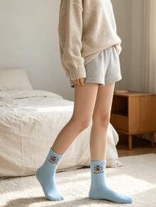 1/5 Pairs All-Season Macaron Cute Animal Pattern Contrast Color Comfortable Versatile Mid-Calf Socks - Multicolor - View 7