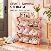 1pc 4-Tier Shoe Rack, Space-Saving Multi-Layer Shoe Rack, Compact Open Storage Rack For Sneakers, Slippers And Daily Footwear, Suitable For Entryway, Bedroom, Closet, Dorm And Apartment Storage, Easy Access Home Storage Rack, Suitable For Spring, Summer, Autumn, Winter Small Space Storage Solution, Housewarming And Holiday Home Storage - View 1