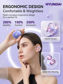 HYUNDAI X01/SU7 Wireless Bluetooth Earbuds AI Smart Translation Version Wireless Bluetooth Clip-On Earbuds Roland Purple With Snowflake/Butterfly/Tassel Luxury Ear Accessories - View 7