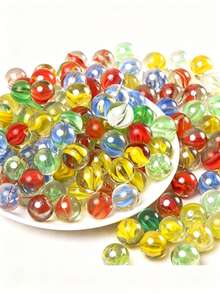 60pcs/100pcs Colorful Glass Marbles, Rolling Ball Track Game, Single Player Toy, Rolling Beads, Stress Relief Toy, Aquarium, Vase Decoration (Random Color Style) - Multicolor - View 2