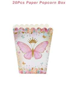 20pcs Pink Butterfly Crown Pattern Popcorn Boxes, Paper Packaging Boxes For Fries, Candy, Snacks, Birthday Party, Wedding Banquet, Graduation Party, Valentine's Day, Mother's Day, New Year Dessert Table Decoration, Multi-Purpose Snack Container, Fries Box, Candy Storage Box, Dessert Baking Packaging Container, Party Gift Packaging Box, Table Atmosphere Decoration Prop, Party Snack Storage Container, Baking Bread Packaging Box, Holiday Gift Packaging Ornament, Party Decoration Supplies - Multiple Styles - View 10