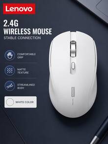 Lenovo N220 無線滑鼠，2.4G USB 無線滑鼠，靜音點擊，可調 1000/1200/1600 DPI，輕量便攜人體工學滑鼠，適用於筆記型電腦、桌上型電腦、辦公室、居家、學習和日常使用 - 白色 - 查看 2